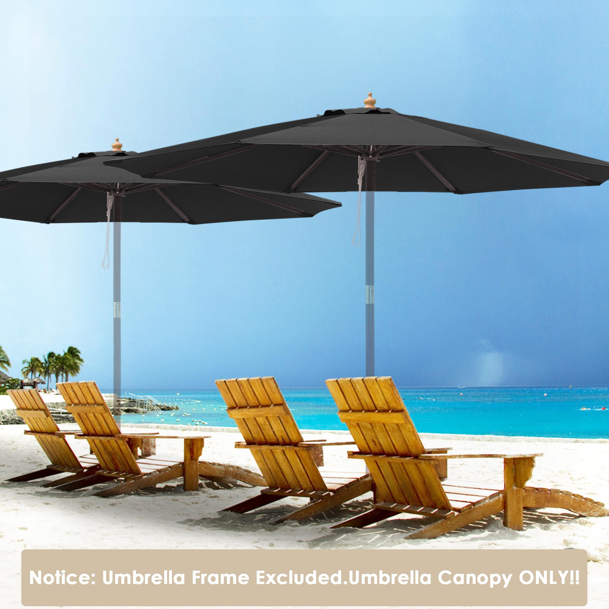 13FT Patio Umbrella w/ 48 LED Outdoor Market Beach Garden Cover 8 Rib Top Canopy