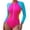 Blue, variant on QHFBli Long Sleeve Swimsuit Women UPF 50+ One Piece for Womens Zip Floral Athletic Swim Wear Bathing Suit