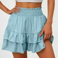 thumbnail image 2 of Women's Pleated Skirt High Waisted Tennis Skirts Layered Ruffle Hem Mini Skirt Flared Flowy Casual Swing Beach Mini Short Skirt Sports Skater Running Skorts withShorts Pockets, 2 of 6