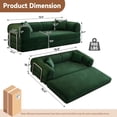 thumbnail image 2 of 78.8" Corduroy 4-in-1 Convertible Sofa Bed, No-Assembly Lounge Futon with Pull-Out Mattress, Modern Sleeper Couch for Living Room,Green, 2 of 9