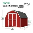 thumbnail image 4 of Little Cottage Co. 8x10 Value Gambrel Barn with 4 ft. Sidewalls with Floor, Outdoor Wood Storage Shed Do-It-Yourself Precut Kit, 4 of 14