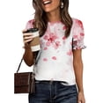 thumbnail image 6 of Blczomt Red Ladies Summer Tops Cute Short Sleeve Blouse Casual Trendy Shirts for Women,M, 6 of 6