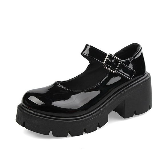 DPTALR British Shoes Women Mary Janes Vintage Girls Students High Heel Cosplay Shoes