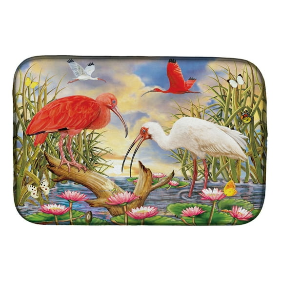 Absorbent Dish Drying Mat for Kitchen Counter Scarlet And White Ibis Dish Drying Mat PRS4033DDM