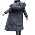thumbnail image 6 of Olyvenn Women's Winter Puffer Coat Long Faux Fur Hooded Snow Jacket Thicken Thermal Down Outwear for Cold Freezing Weather Gray L, 6 of 7