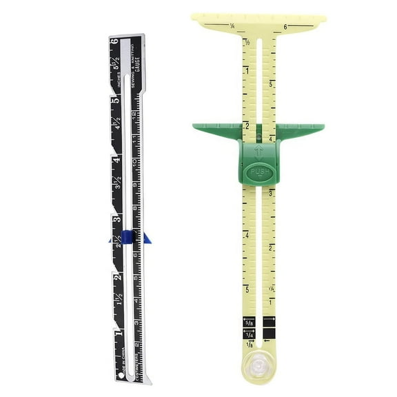 Januofit Sewing Gauge Measuring Tool Set 5-in-1 T-Shaped Sliding Gauge Ruler Fabric Quilting Ruler (2 Pieces)