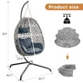 thumbnail image 5 of Autoez Indoor Outdoor Hanging Egg Chair with Stand Foldable Swing Egg Chair with Cushion and Pillow Hammock Basket Chair 350lbs Capacity for Patio Bedroom Balcony， Gray, 5 of 7