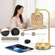 thumbnail image 3 of Lámparas de Mesa y Buró de Ratán, lamparas de Mesa Recamara,Lámpara de Mesilla de Noche con Bombillas, 2 Puertos de USB y Enchufe, Lampara de Escritorio Dormitorio, Sala (Oro-1P), 3 of 7