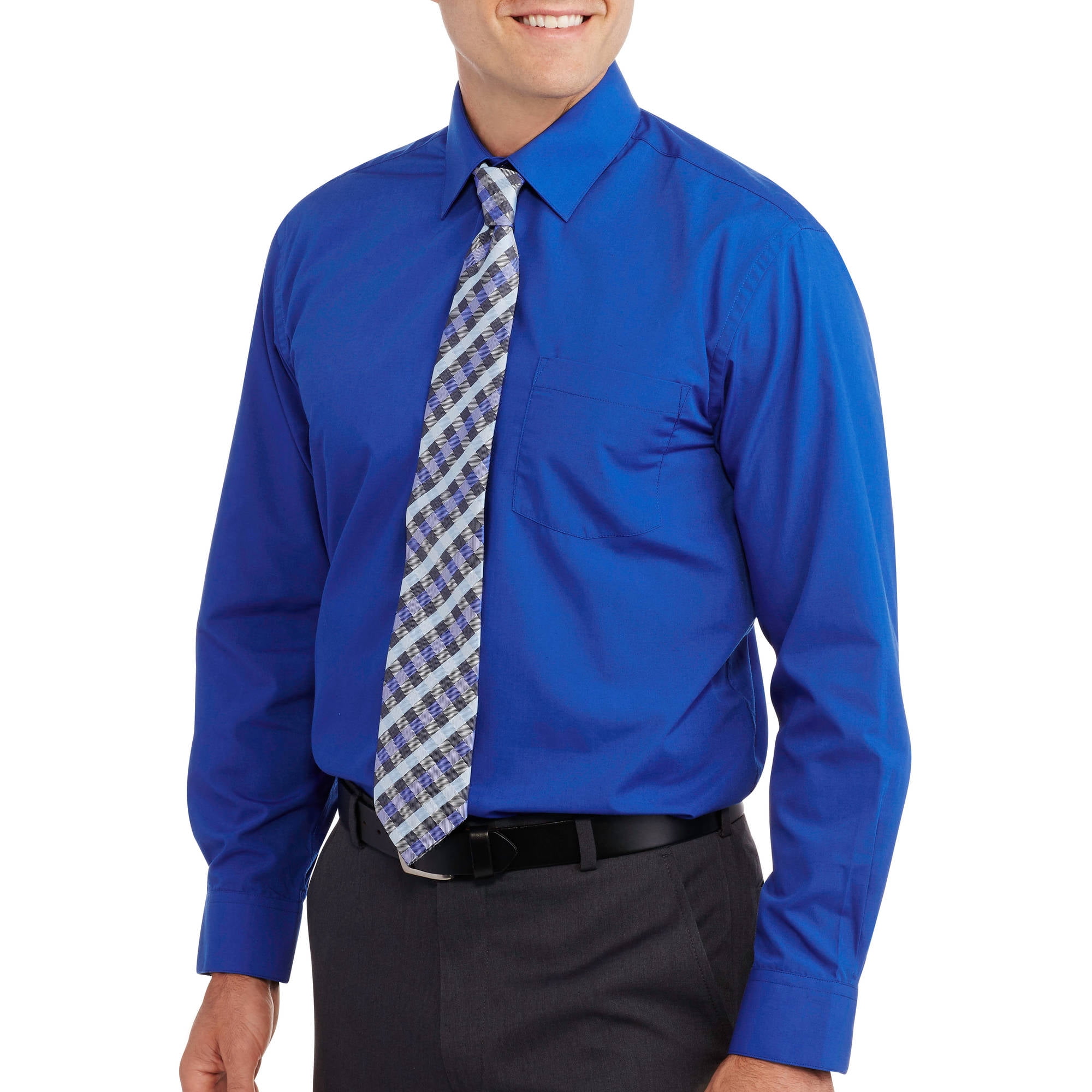 Online - Big Men's Solid Dress Shirt with Matching Tie ...