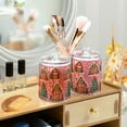 thumbnail image 3 of Yayeee 2 Pack Qtip Holder Bathroom Cotton Swab Canister with Lid Clear Dispenser Set, Brown Gingerbread Houses, 3 of 6
