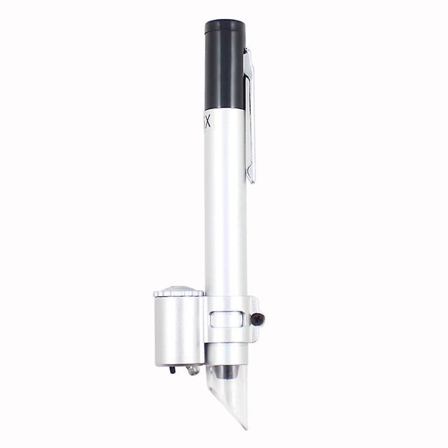 Microscopio de pluma led 50x portátil de mano lupa joyería moneda lectura Feliz Sencillez