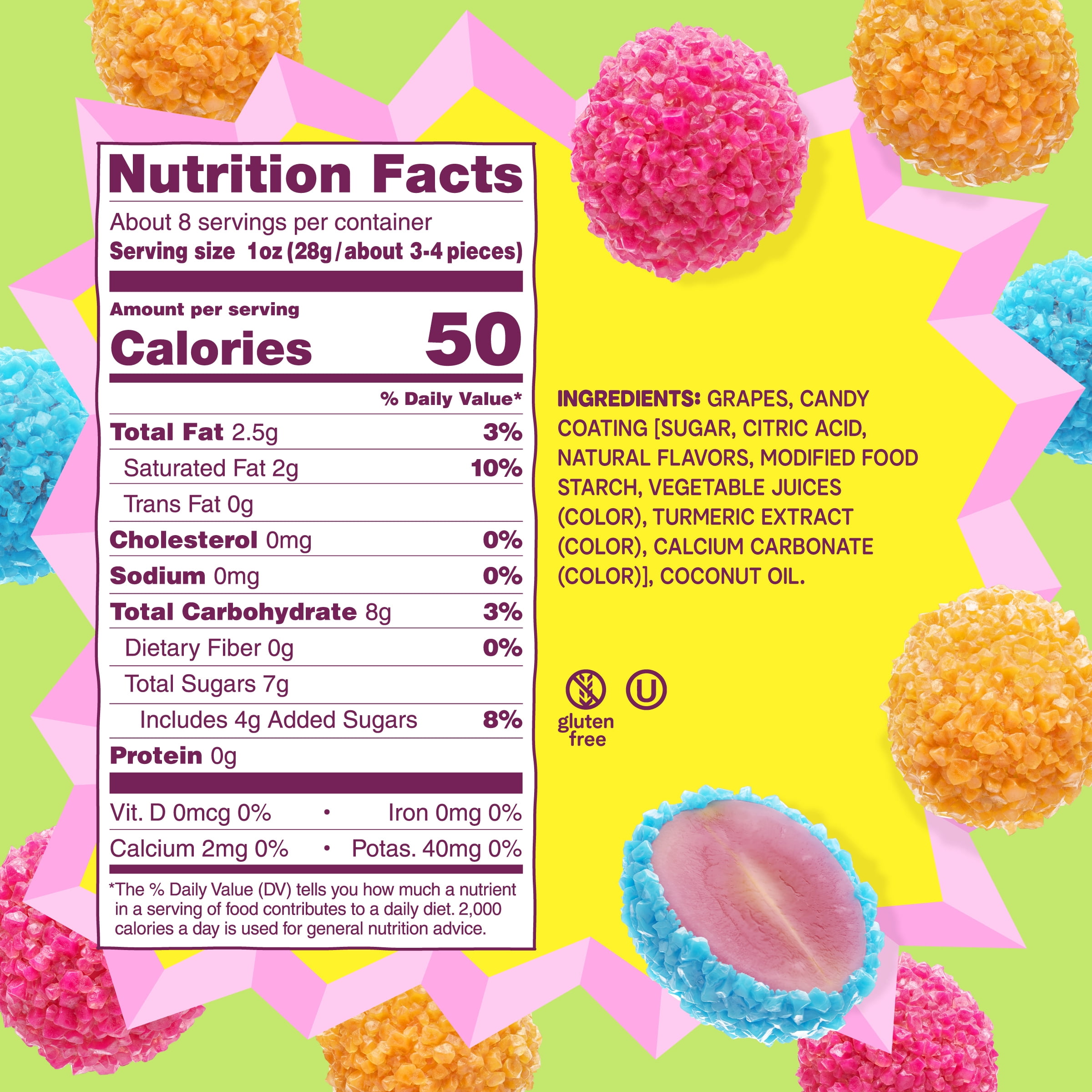 Fruit Riot Crunchy Candy Grapes Mix, Real Frozen Fruit, 8 oz