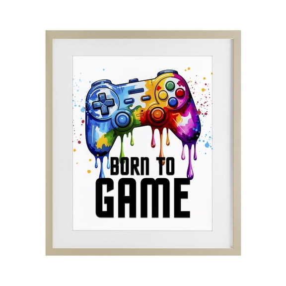 Stupell Industries Born To Game Splash Birch Framed Print Under Glass, design by Kim Allen