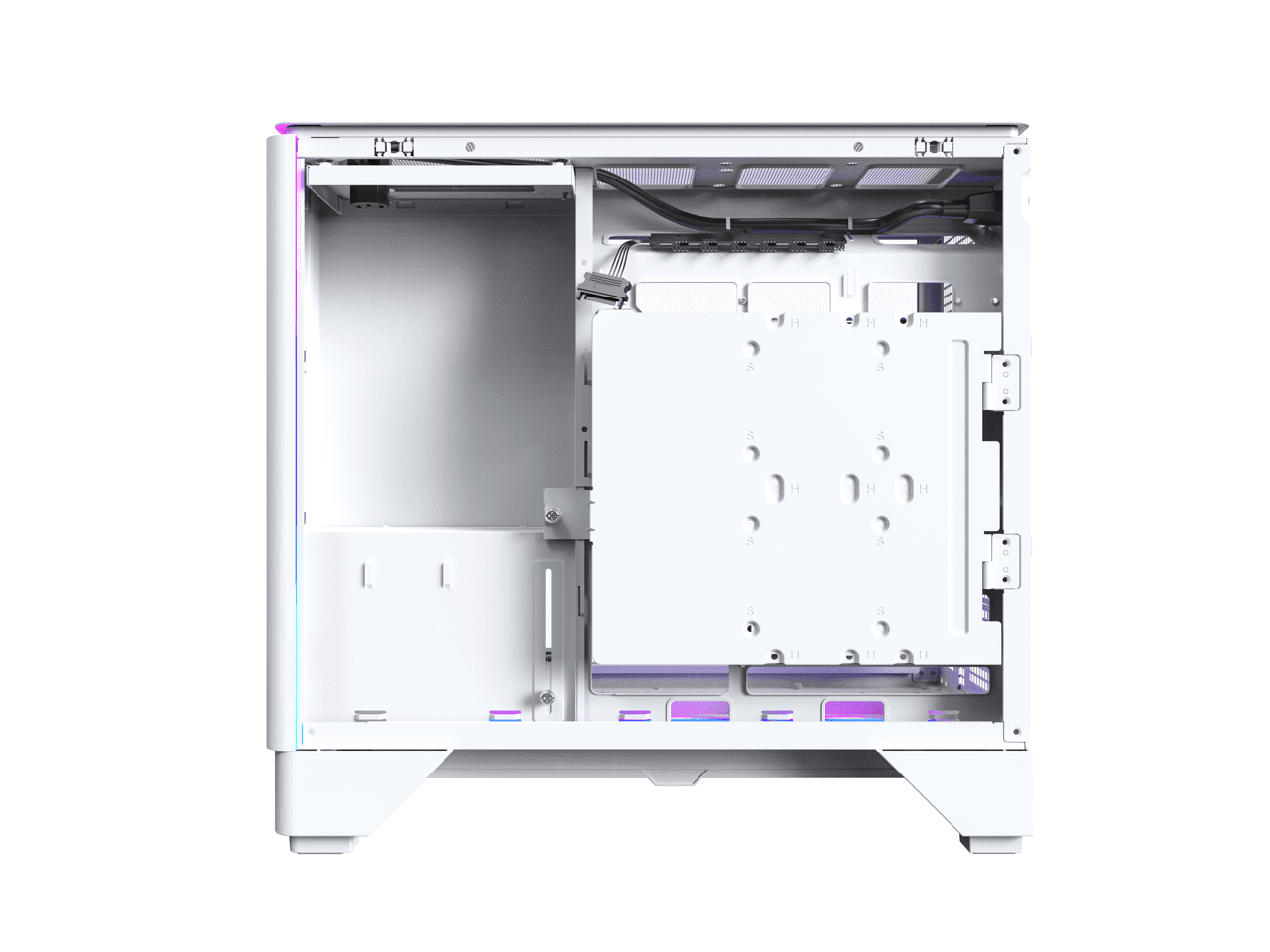 MONTECH KING 15 PRO Micro-ATX PC Case, Curved Panoramic Glass, Chimney Airflow, 360mm Radiator Support, Compact Build for High-Performance Systems, 4 ARGB PWM Fan Pre-Installed with Fan Hub, White