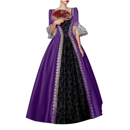 UPPADA Plus Size Victorian Dress for Women Lace Up Flare Sleeve Ball Gown with Corset Evening Party Maxi Gowns Vintage Cocktail Dress Wedding Dresses Deals of The Day Lightning Deals