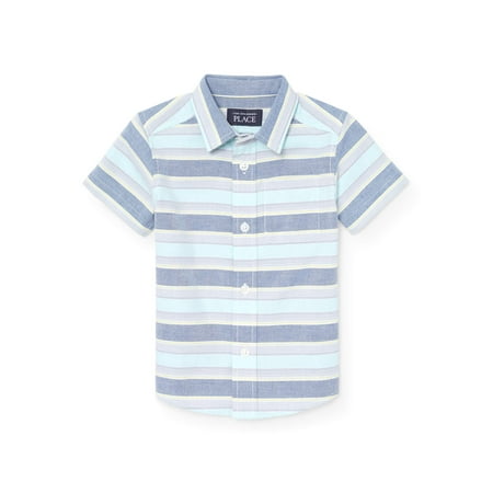 The Children's Place Short Sleeve Stripe Oxford Button Up Shirt (Baby Boys & Toddler