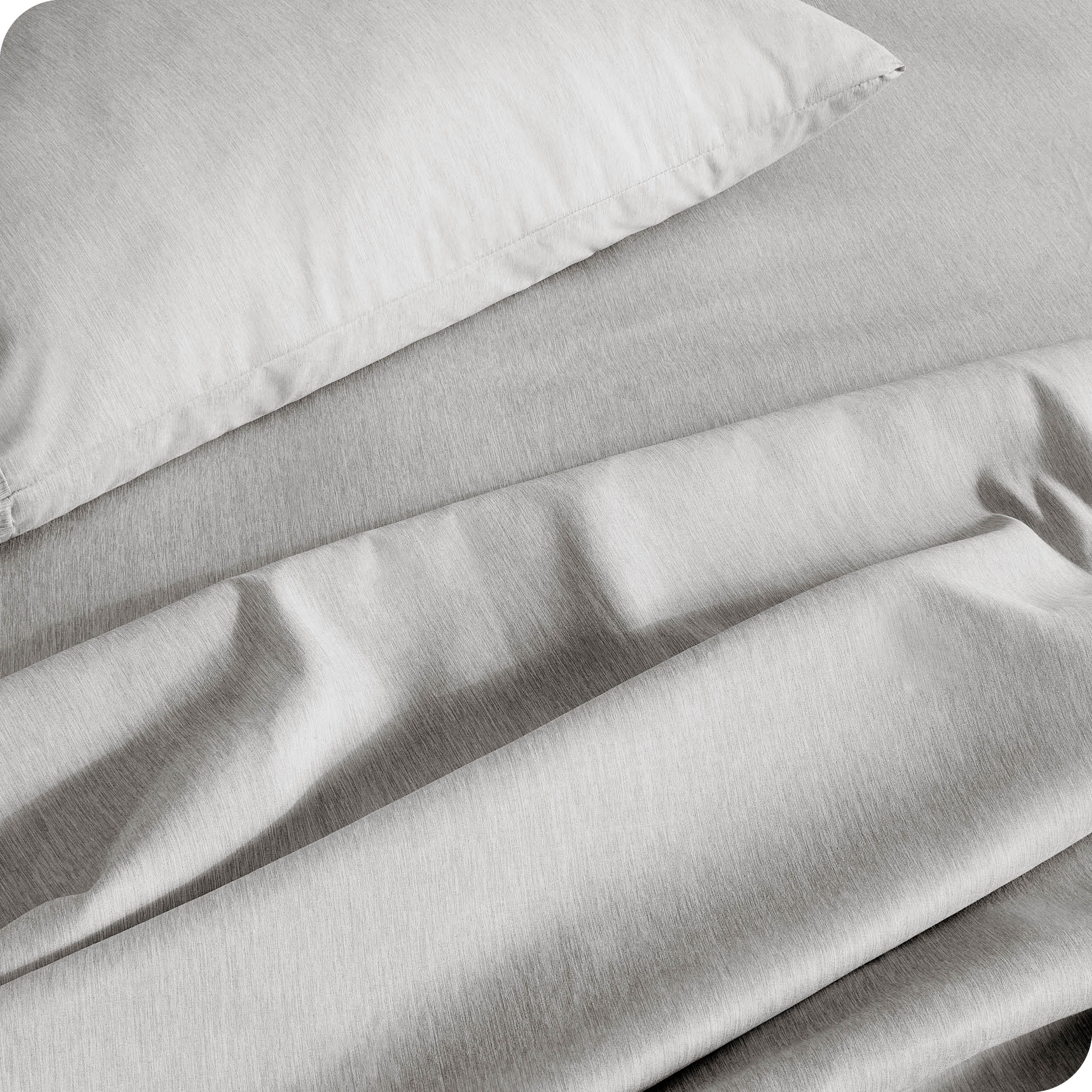 Bare Home Heathered Pewter Cationic Microfiber Sheet Set, Wrinkle Resistant, Deep Pocket, Twin XL