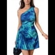thumbnail image 3 of Vestido de Verano para Mujer 2025, Minivestido de un Solo Hombro con Efecto Tie-Dye, Plisado y con , para Invitada de Boda. Azul Pavo Real S, 3 of 10