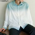 thumbnail image 5 of INCERUN Tops 2024 estilo coreano moda para hombres diseño de color degradado camisas casuales ropa de calle para hombre blusa de manga larga con solapa S-5XL, 5 of 5