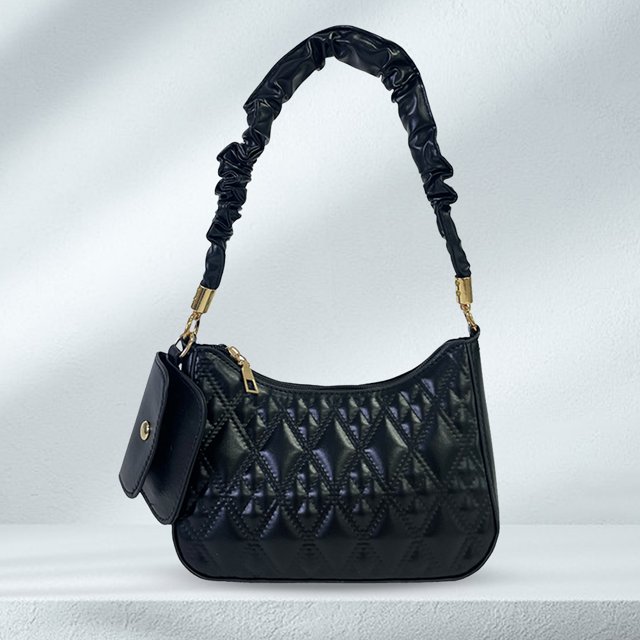 Bolso de hombro informal para mujer con miniBolso con cerrojo Bolso de moda de PU (negro)
