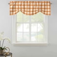 thumbnail image 2 of Orange Plaid Tie Up Valance Curtains for Windows, Kitchen Curtains Window Shades, Gradient Geometric Buffalo White Checkered Light Filtering Roman Curtain Valances for Bedroom/Bathroom/Cafe 42"x12", 2 of 9