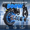 thumbnail image 4 of OwnGold Electric Folding Bike for Adults,14" Ebike 500W Peak Motor,20MPH,432Wh Removable Battery,30 Miles Range for City Commuter,UL2849, 4 of 8