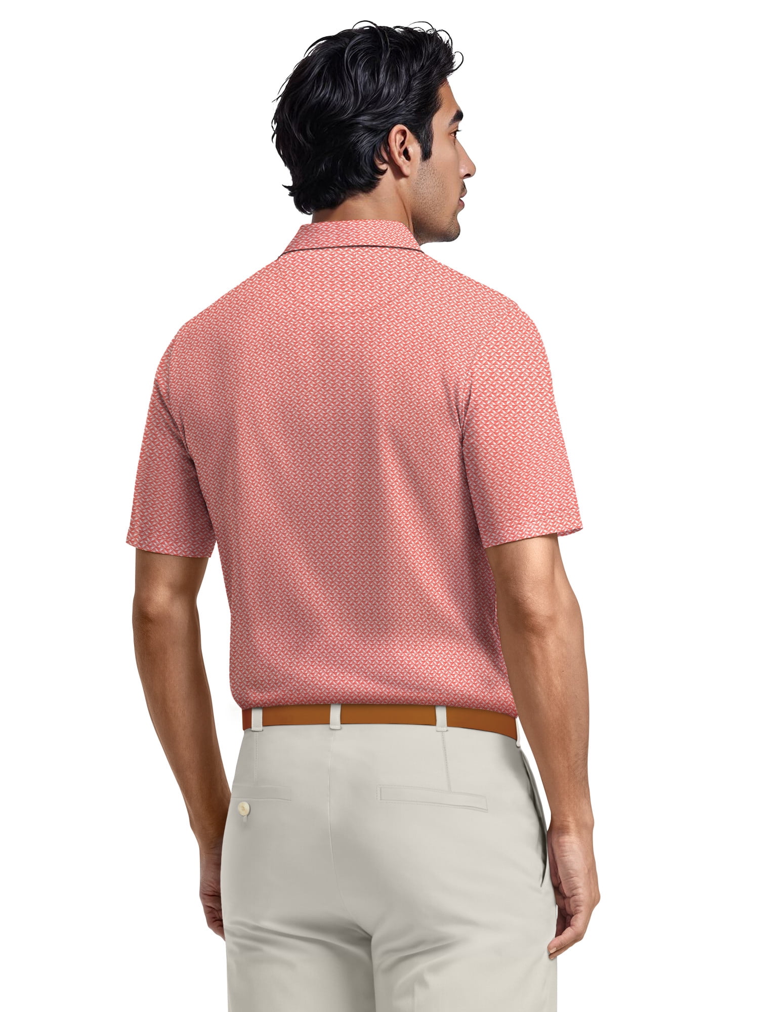 Ben Hogan Men's & Big Men's Performance Mini Geometric Print Short Sleeve Golf Polo Shirt, Sizes S-5XL