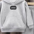 thumbnail image 4 of NOLDARES Boy's And Girls 2 Piece Outfits Long Sleeve Hooded and Sweat Pants Pullover Letter Print Tops, Elastic Waistband, Boys Fall Winter Sets(Y158-Grey), 4 of 4