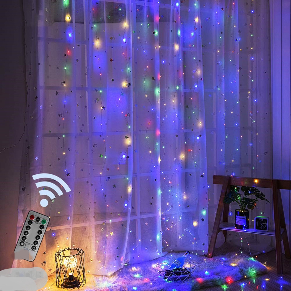 Room Curtain Colorful Lights Copper Wire Curtain Lights USB Remote
