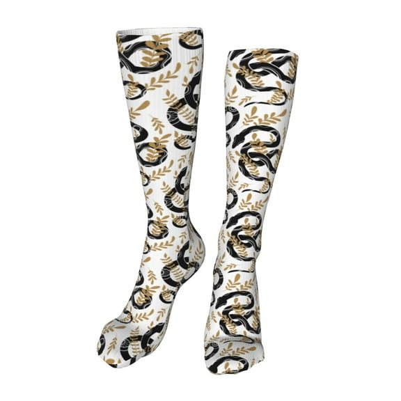 Honeii Snake Print Calf Socks Sports Socks Seamless Toe, Trouser Socks,Knee High Long Socks for Women and Men-One Size