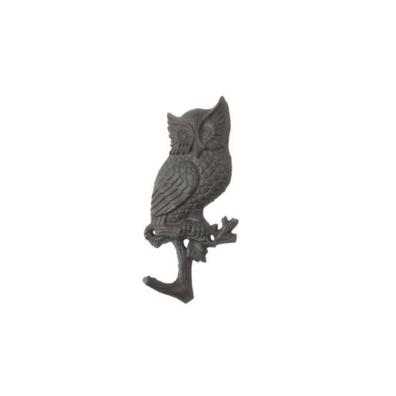 Handcrafted Model Ships K-9932-cast-iron 6.5 x 1 x 5 in. Cast Iron Owl Sitting on a Tree Branch Decorative Metal Wall Hooks