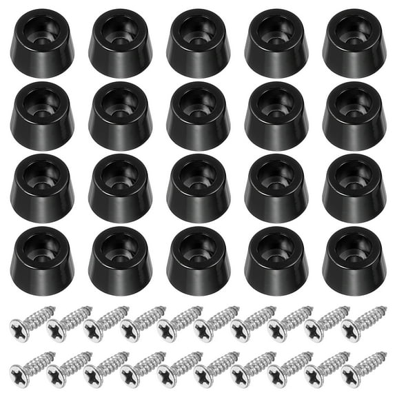 Uxcell Cutting Board Feet Non Slip Rubber Feet Bumpers with Screws 20 Set 0.47"x0.28", Black