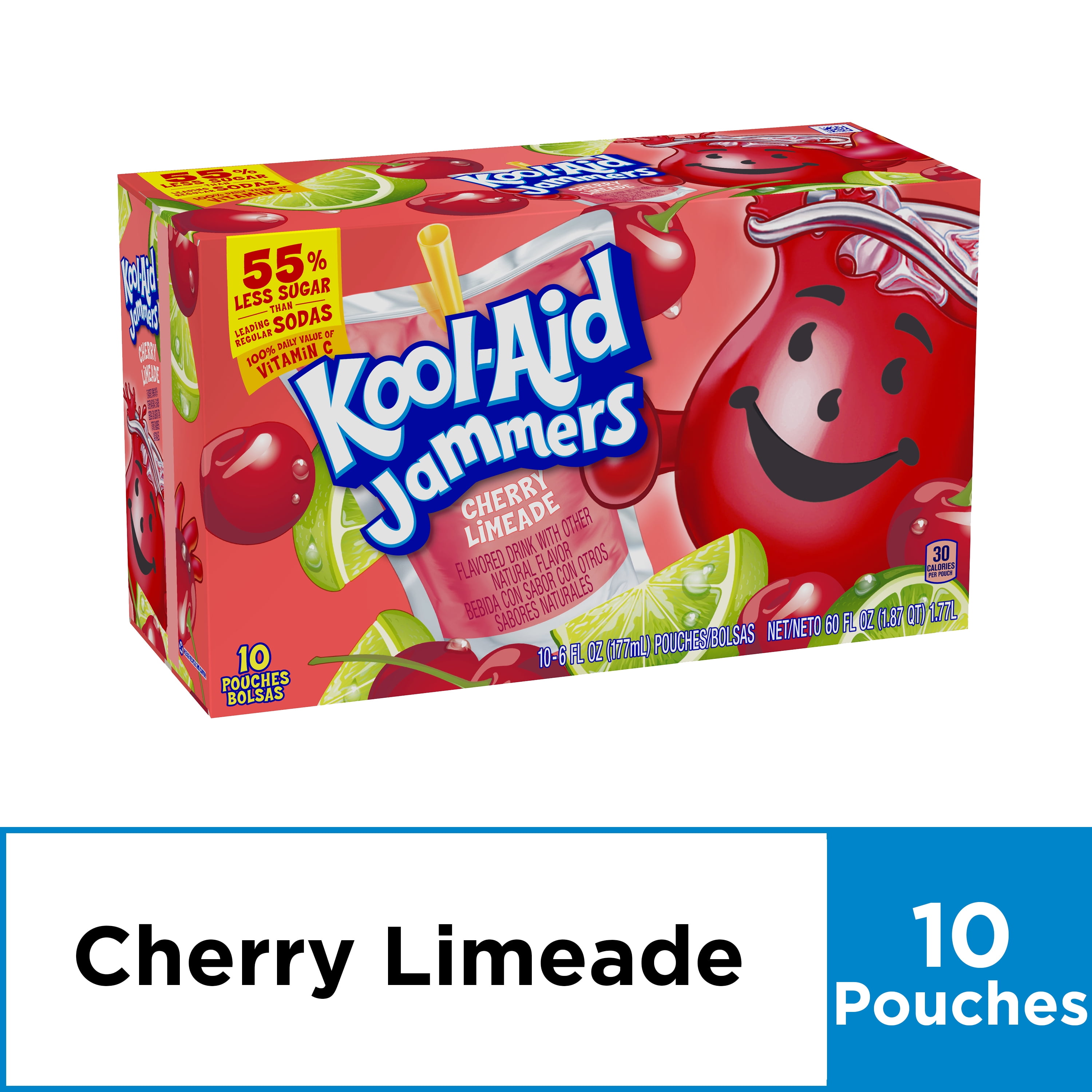 KoolAid Jammers Cherry Limeade Flavored Drink, 10 ct Pouches, 60.0