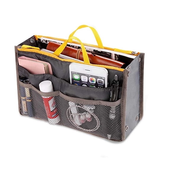 Women’s Purse Organizer Insert with Zipper and Handles, Multi Pocket Handbag and Tote Bag Liner, TIKA