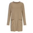 thumbnail image 3 of Robe Grande Taille pour Femmes 2025 Automne Été Tendance Décontractée Ample à Manches Longues à Col Rond Longueur Genou avec Poches, 3 of 5