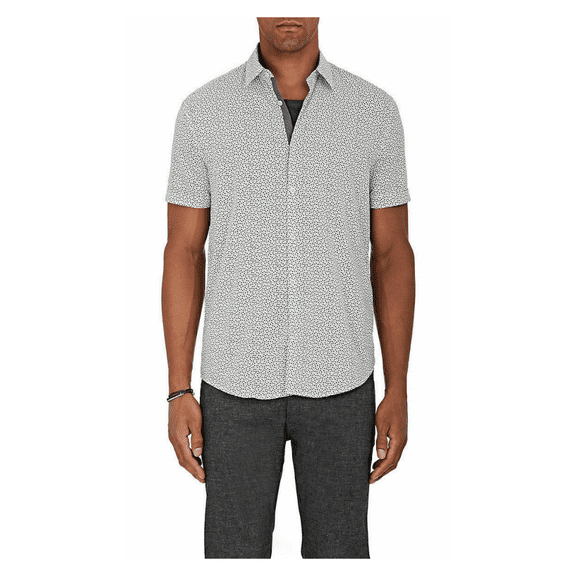 John Varvatos Star U.S.A. Clover-Print Cotton Poplin Shirt, Size Small