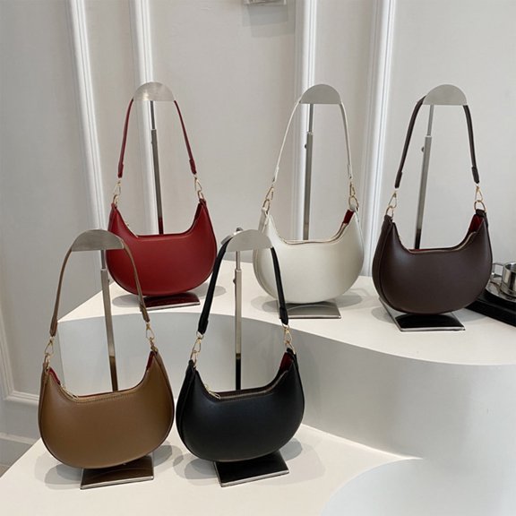 Women's PU Leather Shoulder Bag - Fashion Casual Handbag Crossbody Tote • Adjustable Strap • Multiple Colors (Black, Red, Brown, Coffee, White) • 8.46"x6.89"x2.36" • Lightweight • Versatile Everyday