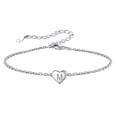thumbnail image 1 of Silvora Pulsera de corazón inicial Pulseras de dijes Pulseras de cadena de plata de ley 925 para mujeres Adolescentes Niñas - Letra M Silvora Joyas con letras iniciales, 1 of 8