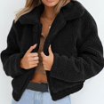 thumbnail image 7 of clear 50% off Usmixi 2023 Winter Womens Plush Coat Faux Fur Coat for Women Winter Warm Thickened Cozy Fuzzy Fleece Cropped Coat Casual Solid Lapel Zip up Long Sleeve Fluffy Furry Outwear Up to 65% off, 7 of 7