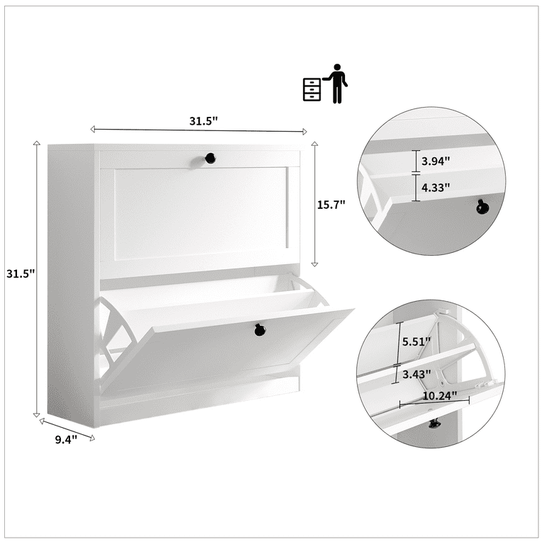Shoe Cabinet With 4 Flip Drawers, Hidden Shoe Storage Cabinet Storage For Entryway Slim Shoe Organizer With Metal Leg Narrow Shoe Rack Oak White