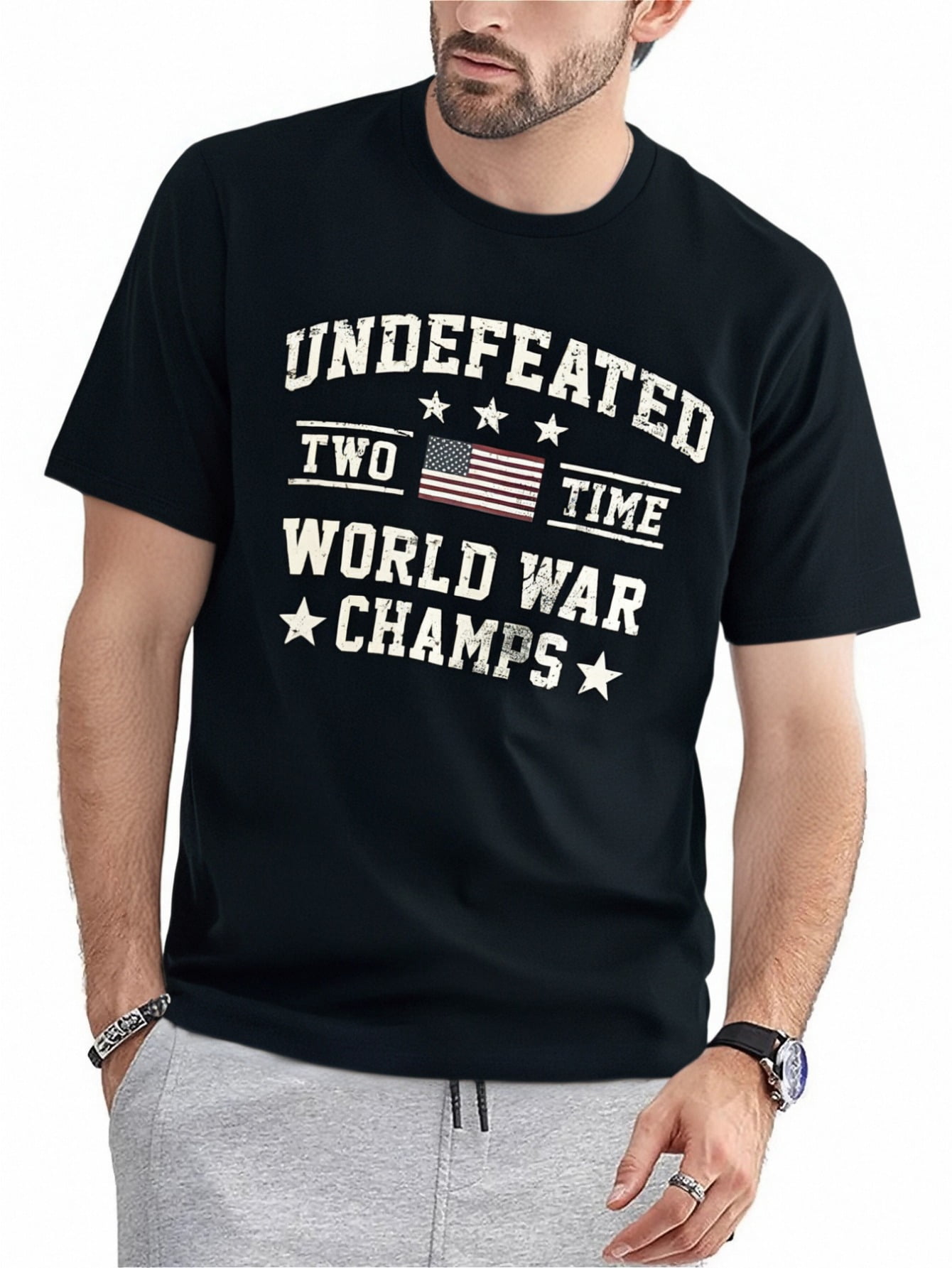USA Invaincu T-Shirt Champs de la Seconde Guerre Mondiale Adulte Ultra Coton Tee