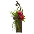 thumbnail image 2 of Nearly Natural Tropical & Succulent Artificial Arrangement in Brown Vase, 2 of 2