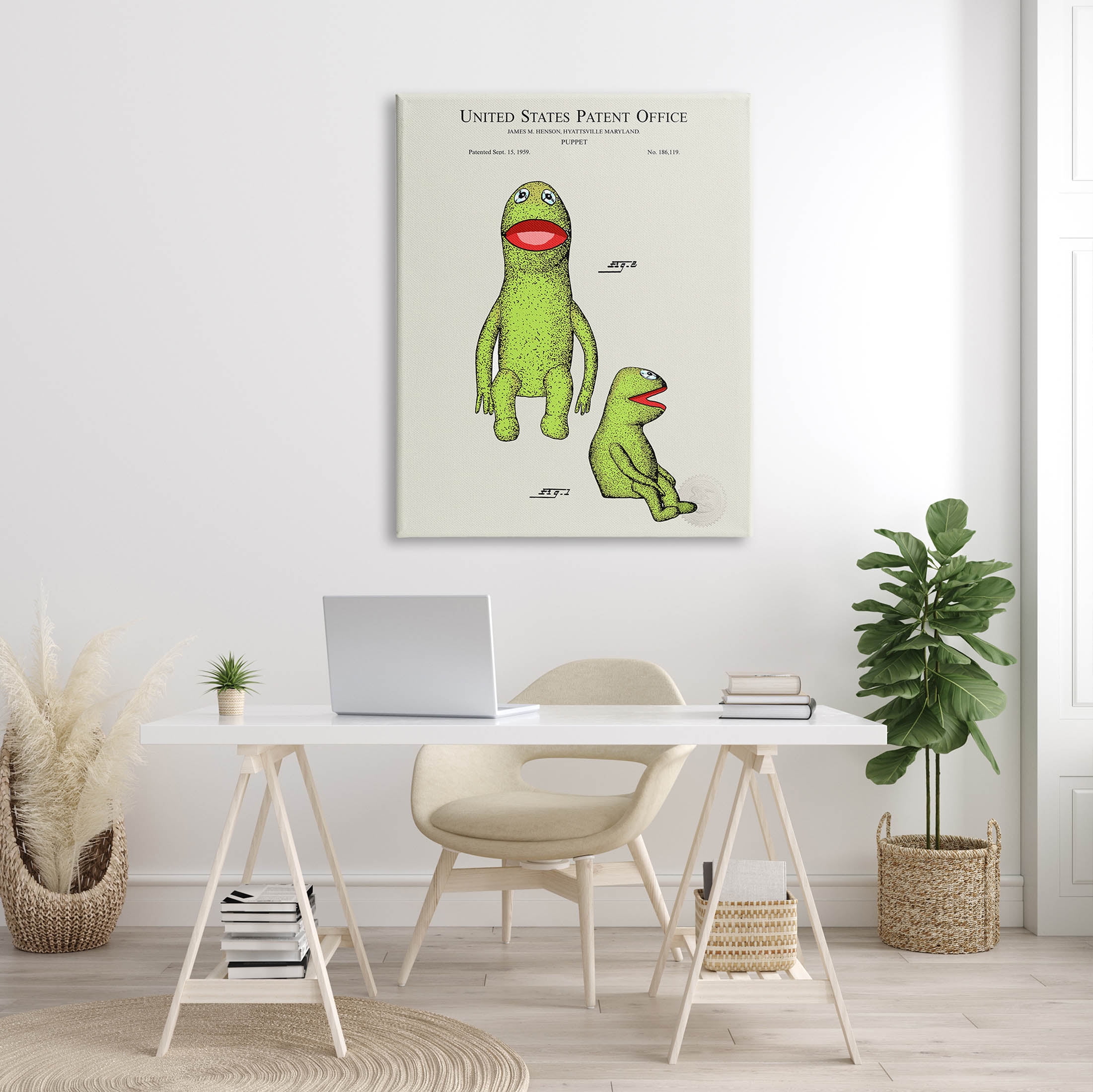 Stupell Industries Antique Frog Character Patent Graphic Art Gallery Wrapped Canvas Print Wall Art, Design by Karl Hronek