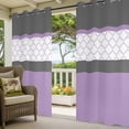 thumbnail image 2 of Outdoor Curtains for Patio Waterproof Purple Gray Geometric Indoor/Outdoor Curtain Tiebacks Stitching Morocco Pattern Privacy Sun Block Grommet Drapes for Pergolas Gazebo Porch 2 Panel 54x108 Inch, 2 of 9