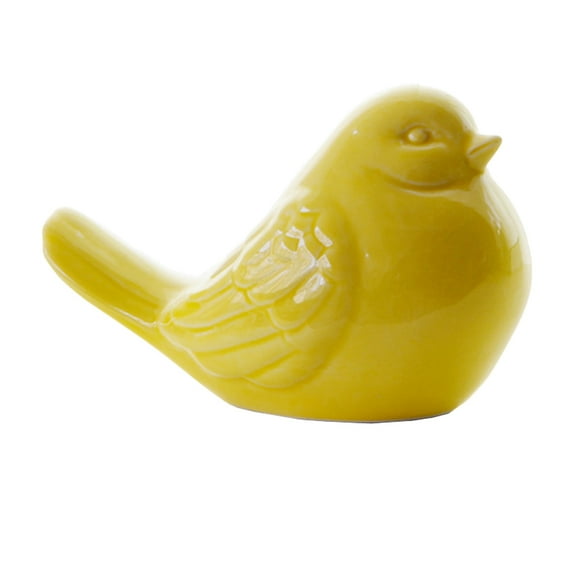 1Pc Ceramic Bird Shaped Ornament Statue Figurine Photo Props Home Decor Yellow