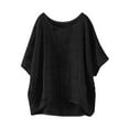 thumbnail image 4 of Womens Tops Loose Button Shirt Top Stand Solid Color Sleeve Collar Casual Shirt Cotton And Linen Slim Elegant With Side Splits Waist Festivals Package Size 30X25X1Cm 5Xl Shirts for Women, 4 of 9