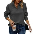thumbnail image 2 of GEWSEY Women Tops Quarter Zip Fall Winter Spring Tunic Casual Oversized Sweatshirt Ribbed Quilted Pullover Vneck Outfit 2025 (Dark Gray, M), 2 of 8