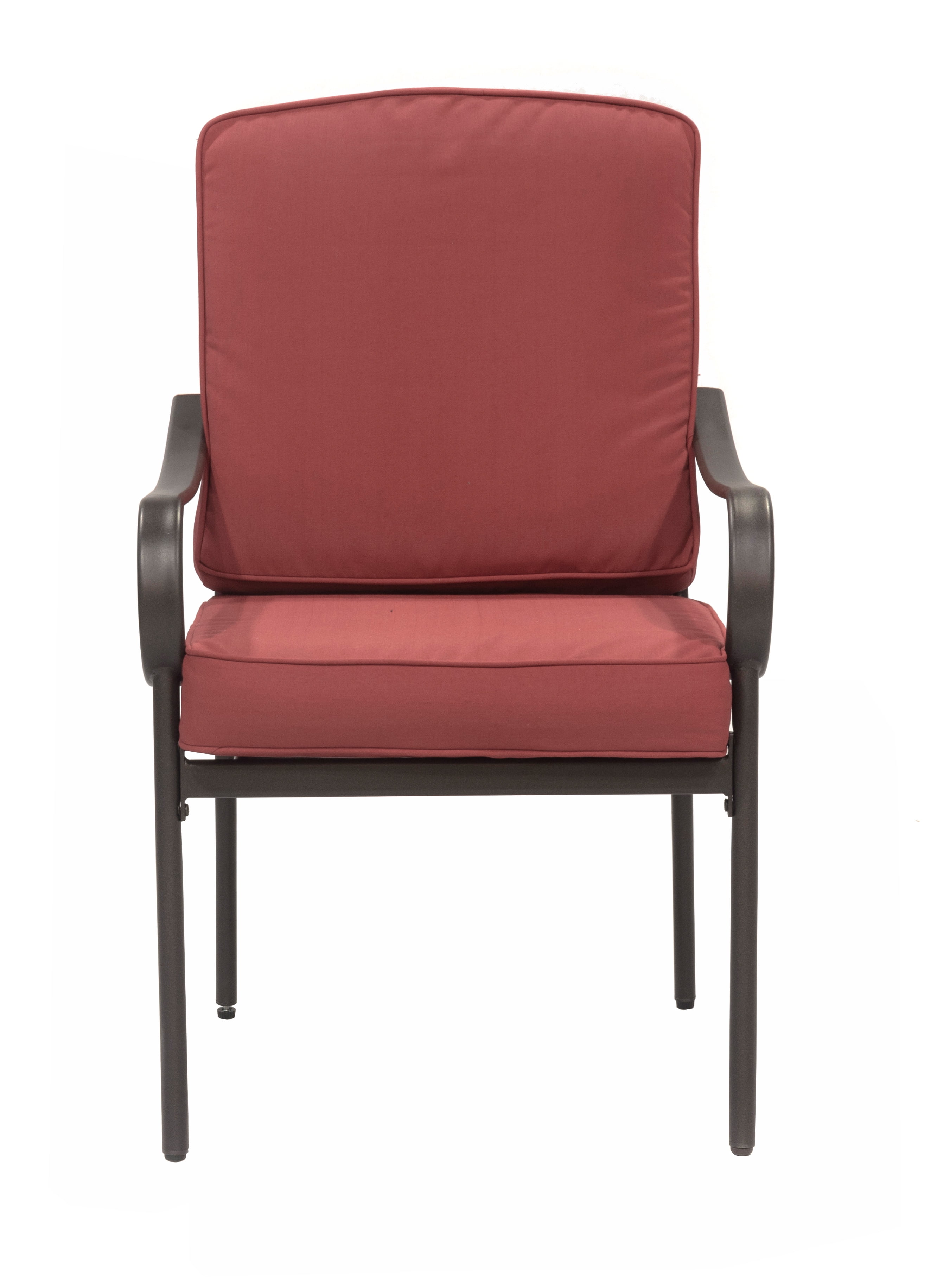 Outdoor Patio Garden Furniture Augusta 5-Piece Dining Set with 4 Cushioned Chairs, 1 Square Dining Table - Red