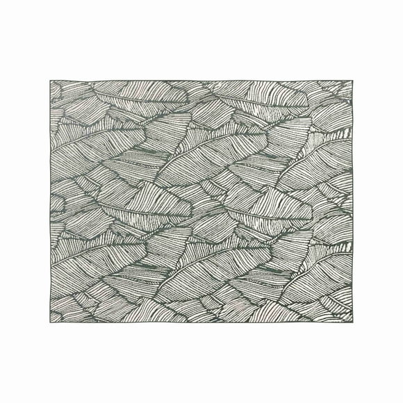 HOMETRENDS 8 ft. x 10 ft. Green and Tan Flatweave Outdoor Rug, Lush Leaves