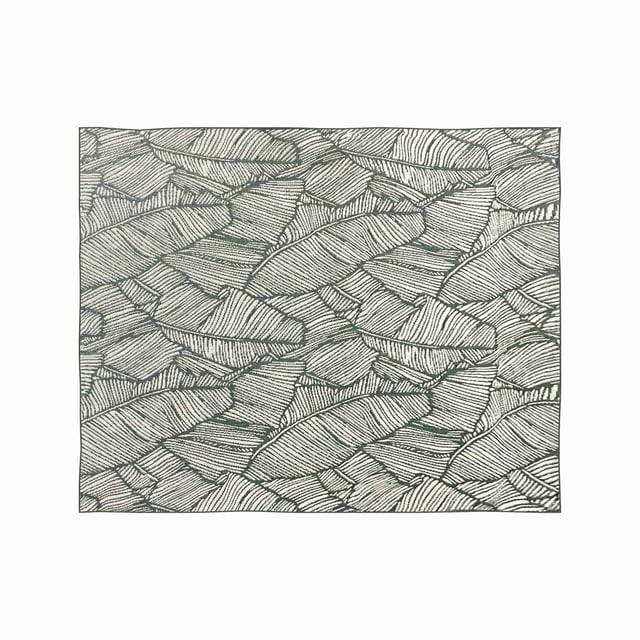 HOMETRENDS 8 ft. x 10 ft. Green and Tan Flatweave Outdoor Rug, Lush Leaves with a flatwoven overlapping leaf pattern in green and tan, UV and stain-resistant for outdoor patios and decks, also suitable for indoor use.
